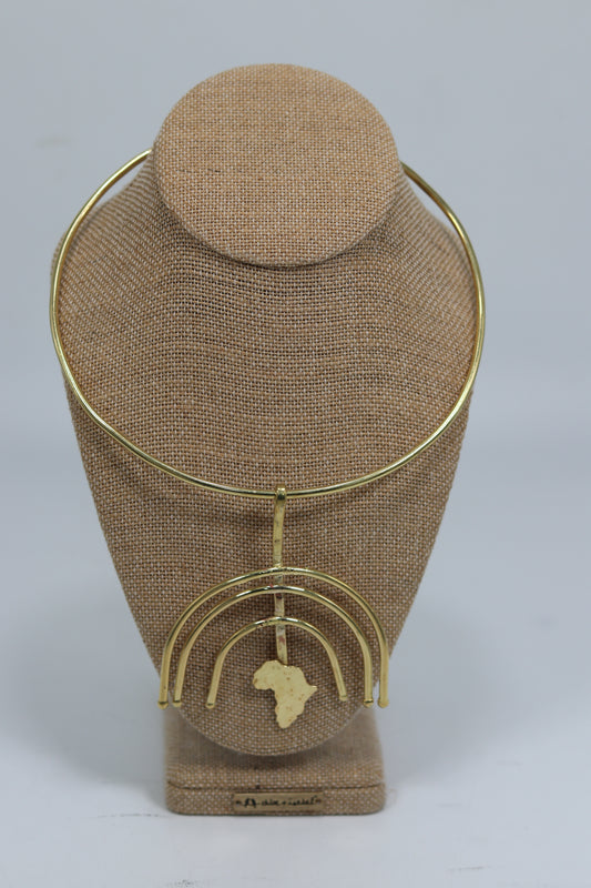 Handmade  Brass Arch & African Continent Statement Choker | Made in Kenya